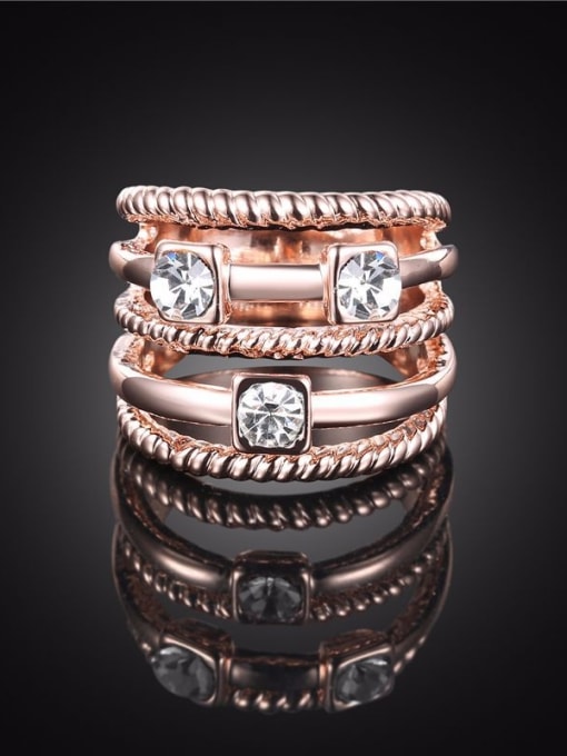Ronaldo Fashionable Rose Gold Plated Multi Layer Alloy Ring 1