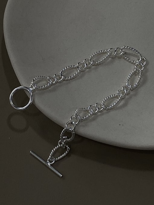 Boomer Cat 925 Sterling Silver With Platinum Plated Simplistic  Hollow Chain Bracelets 1
