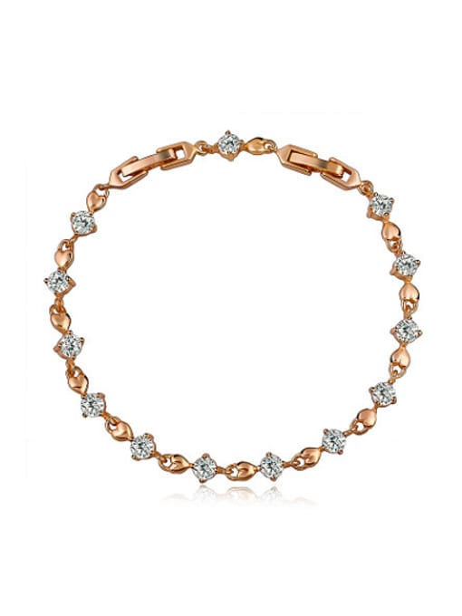 White Copper Alloy Rose Gold Plated Simple style Zircon Bracelet