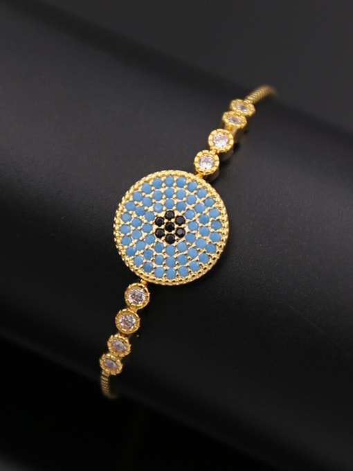 Gold Round  Turquoise Stretch Bracelet