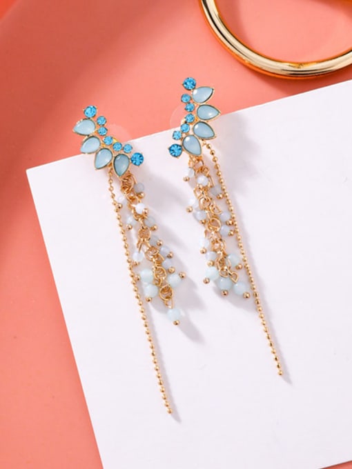 B Blue Alloy With Rose Gold Plated Trendy Water Drop Drop Earrings