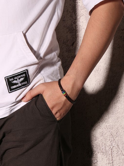 CONG Fashion Colorful Artificial Leather Enamel Titanium Bracelet 1