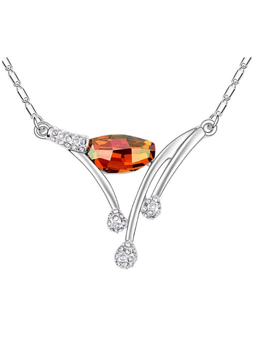 red Fashion Shiny austrian Crystals Pendant Alloy Necklace