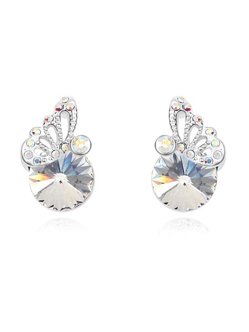 white Fashion austrian Crystals Little Butterfly Alloy Stud Earrings