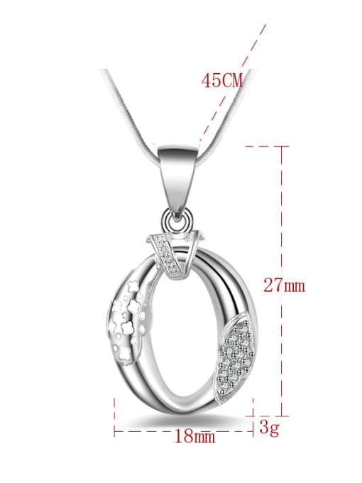 Ya Heng Simple Hollow Oval Cubic Zirconias Pendant Copper Necklace 2