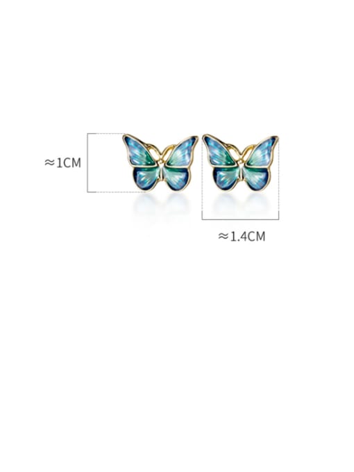 Rosh 925 Sterling Silver With Gold Plated Cute Butterfly Stud Earrings 4