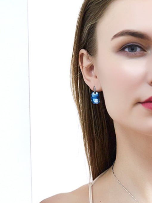 CEIDAI Simple Blue austrian Crystal-accented 925 Silver Stud Earrings 1