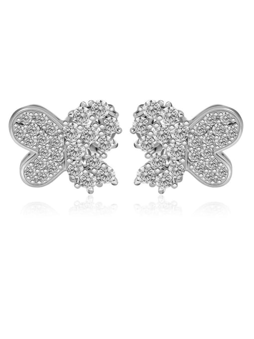 BLING SU Copper With Platinum Plated Luxury Butterfly Stud Earrings 0