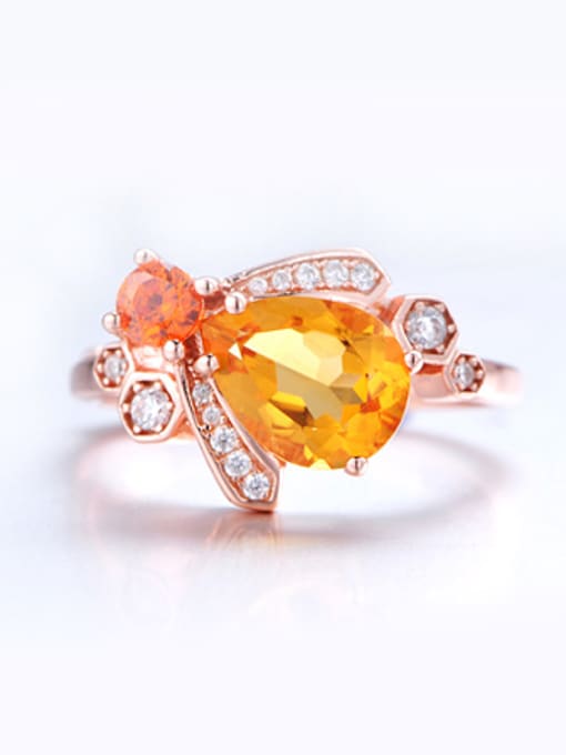 Deli Rose Gold Plated Gemstones Insect Cocktail Ring 1