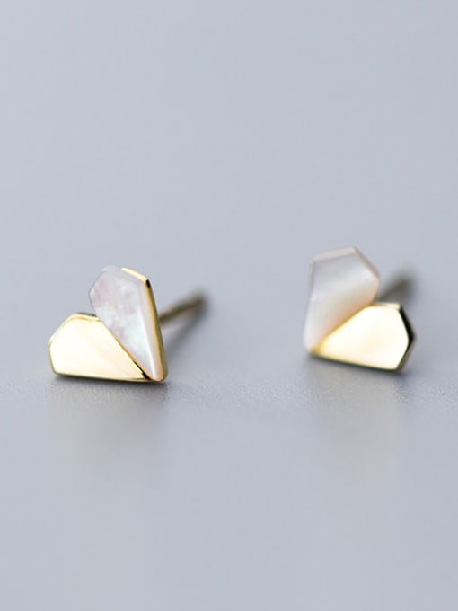 Rosh 925 Sterling Silver With Shell Simplistic Heart Stud Earrings 3