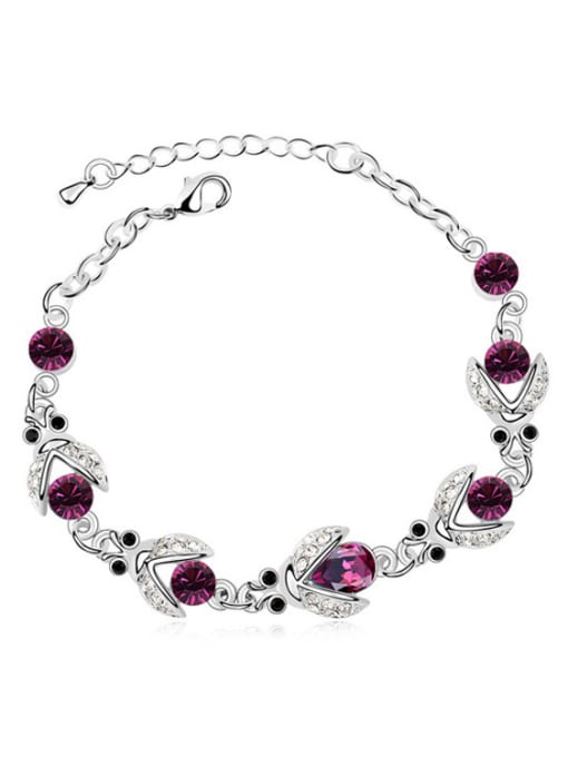 Purple Fashion Little Beetles Cubic austrian Crystals Alloy Bracelet