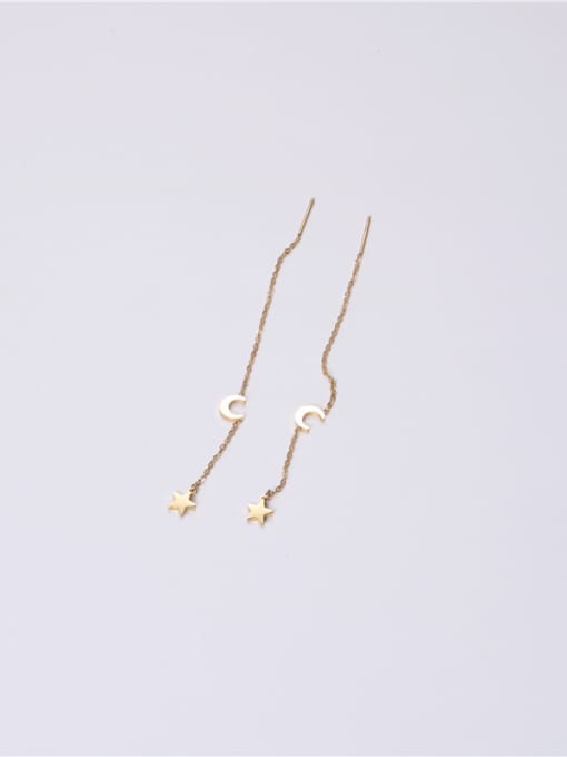 GROSE Titanium With Gold Plated Simplistic Chain Threader Earrings 3