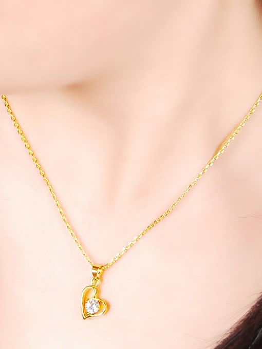 Yi Heng Da Exquisite 24K Gold Plated Heart Shaped Rhinestone Necklace 1