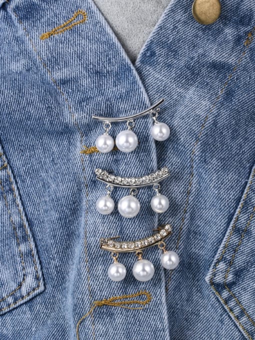 Mo Hai Alloy With Artificial Pearl  Simplistic Irregular Brooches 2