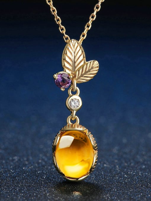 ZK Exquisite Women Pendant with Egg-shape Yellow Crystal 2