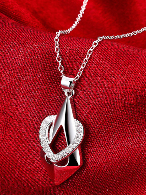 OUXI Simple Heart shaped Zircon Necklace 2