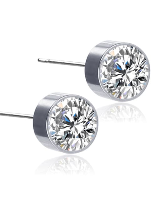 Titanium Needle White drill Stainless Steel With Silver Plated Simplistic Geometric Stud Earrings