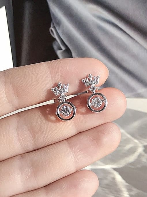 Peng Yuan Tiny Zircon Crown Stud Earrings 2
