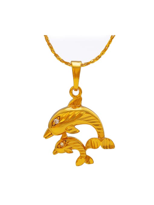 XP Copper Alloy 24K Gold Plated Fashion Dolphin Necklace 0