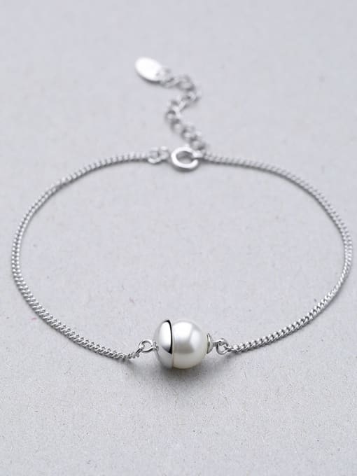One Silver Charming Shell Pearl Silver Bracelet 3