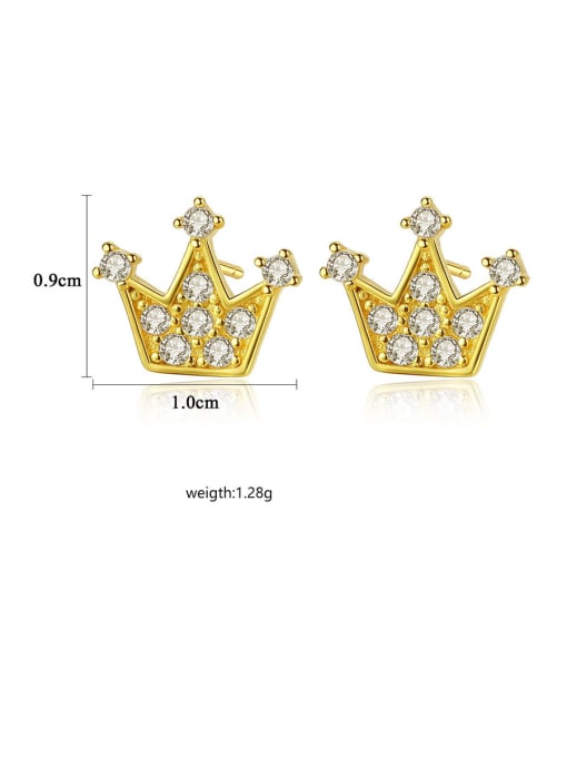 CCUI 925 Sterling Silver With Cubic Zirconia Simplistic Crown Stud Earrings 4