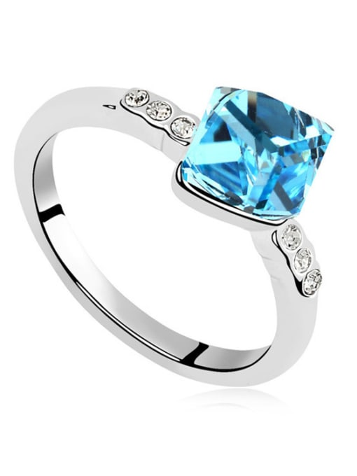 blue Simple Cubic austrian Crystal Alloy Ring