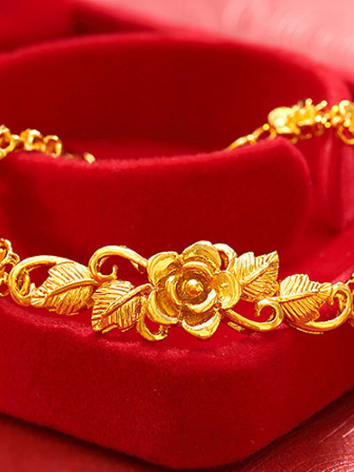 XP Copper Alloy 24K Gold Plated Ethnic style Flower Bracelet 1