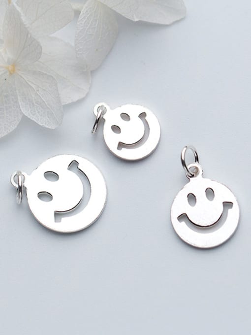 FAN 925 Sterling Silver With Silver Plated Cute Face smile Charms 1