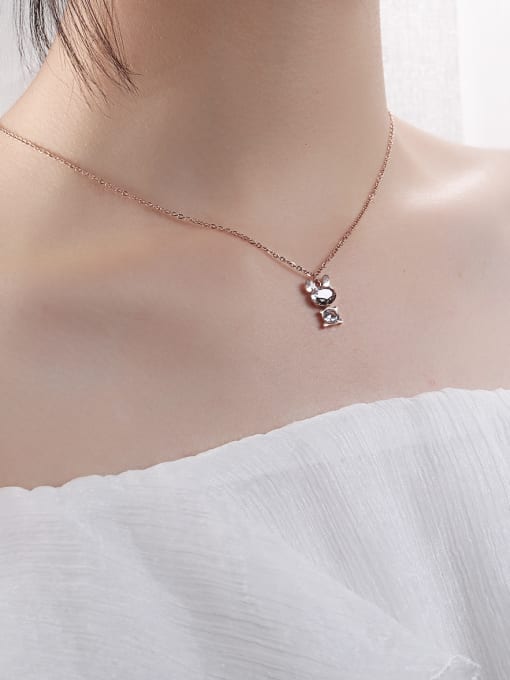 Open Sky Stainless Steel With Rose Gold Plated Cute Bobbi bear Necklaces 1