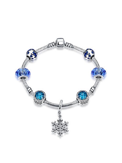 OUXI Fashion Blue Glass-studded Beads Bracelet 0