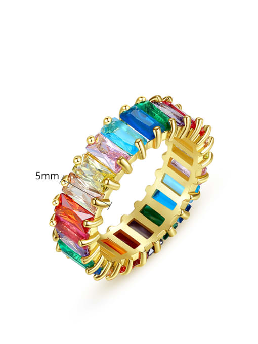 BLING SU Copper With Gold Plated Luxury Geometric Band Rings 2