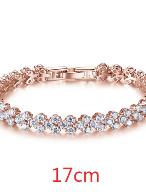 Rose Gold 17Cm A Fashionable copper inlaid AAA zircon Rome Bracelet