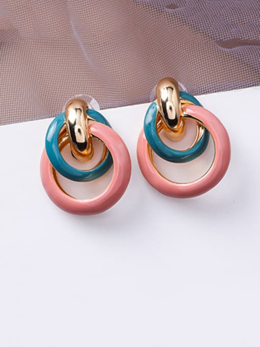 Girlhood Alloy With Rose Gold Plated Fashion Round Stud Earrings 1
