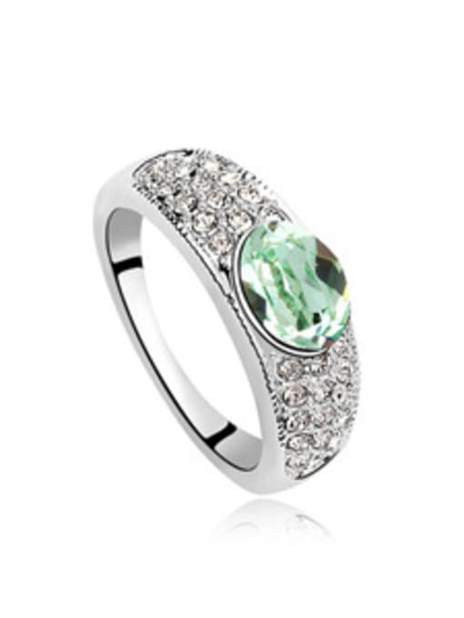 green Simple Cubic Shiny austrian Crystals Alloy Ring