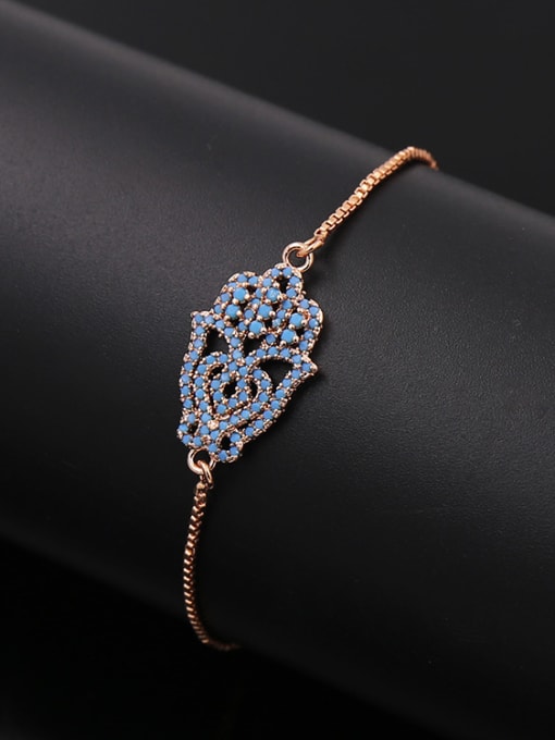 Rose Gold Hand Shaped Turquoises Stretch Bracelet