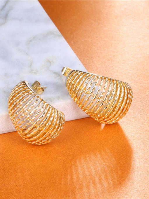 Golden Delicate Hollow Geometric Shaped Stud Earrings