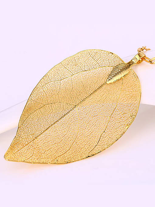XP Copper Alloy 24K Gold Plated Creative Imitation Leaf Pendant 1