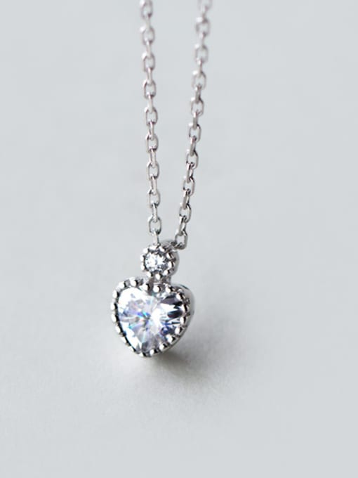 Rosh Fashion Heart Shaped Zircon S925 Silver Necklace 0