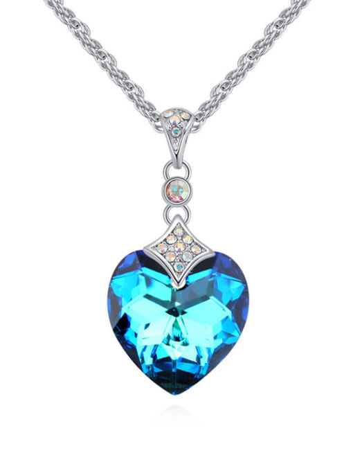 blue Fashion Shiny Heart austrian Crystal Pendant Alloy Necklace