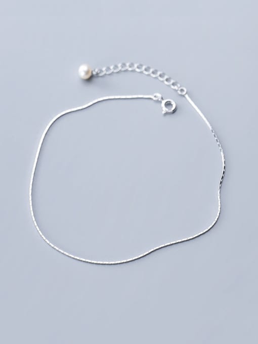 Rosh 925 Sterling Silver With Platinum Plated Simplistic Round Anklets 2