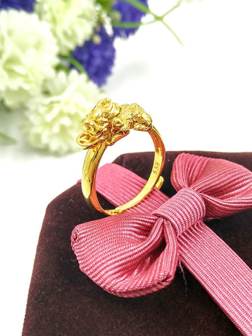 golden Unisex Chinese Element Geometric Ring