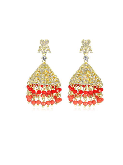 BLING SU Copper With Gold Plated Luxury Irregular Chandelier Earrings