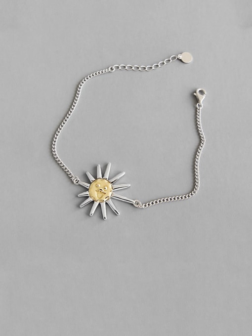 DAKA 925 Sterling Silver With Platinum Plated Simplistic Sun Smile Bracelets 3