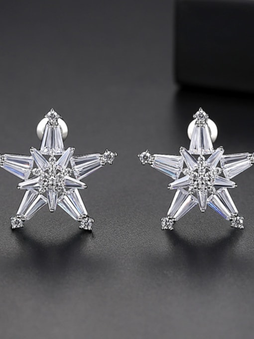 platinum Copper With Platinum Plated Simplistic Star Stud Earrings