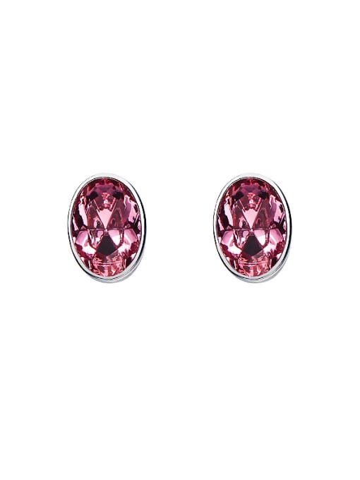 Pink S925 Silver Oval-shaped stud Earring