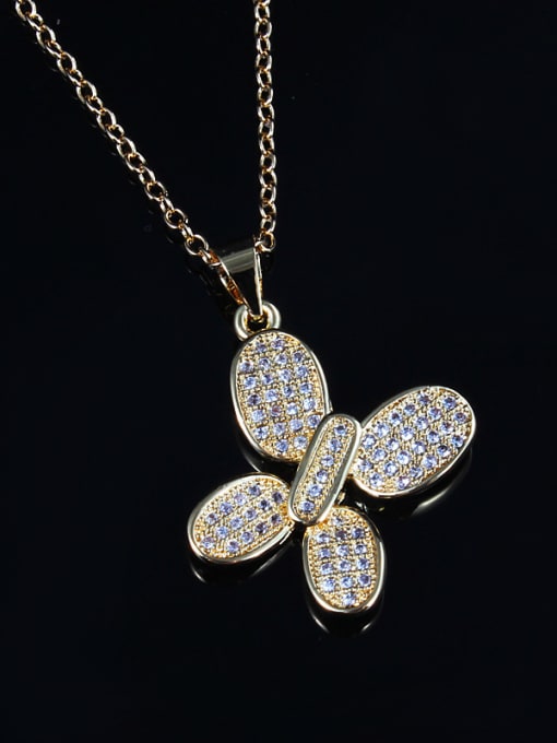 SANTIAGO Exquisite 18K Gold Plated Butterfly Shaped Zircon Necklace 1