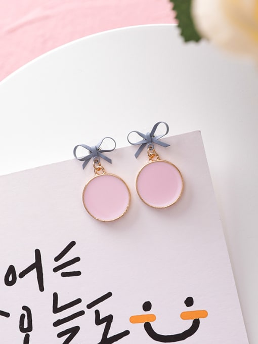 A Pink Alloy With Gold Plated Cute Bowknot Drop Earrings