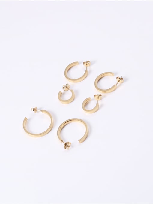 GROSE Titanium With Gold Plated Simplistic Round Clip On Earrings 2