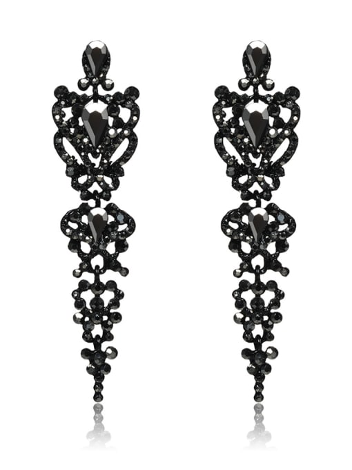 black Stainless Steel With Inserted drill  Vintage Water Drop Earrings