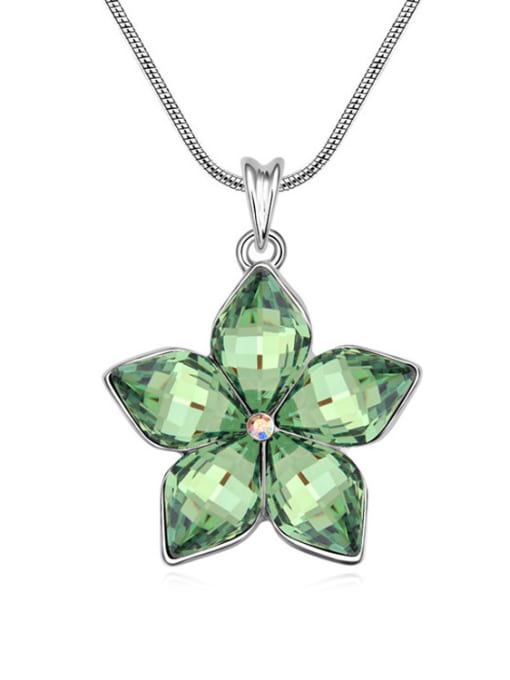green Simple austrian Crystals Flowery Pendant Alloy Necklace